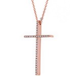 Γυναικείος Σταυρός Με αλυσίδα , Χρυσός 18κ Με Διαμάντια